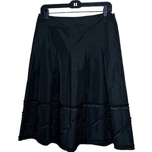 Ann Taylor Loft Black Taffeta Pleated A Line Skirt Size 4